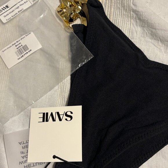 SAME Black and Gold Chain Bathing Suit (Top + Bottom) NWT / Never Worn - Picture 4 of 6